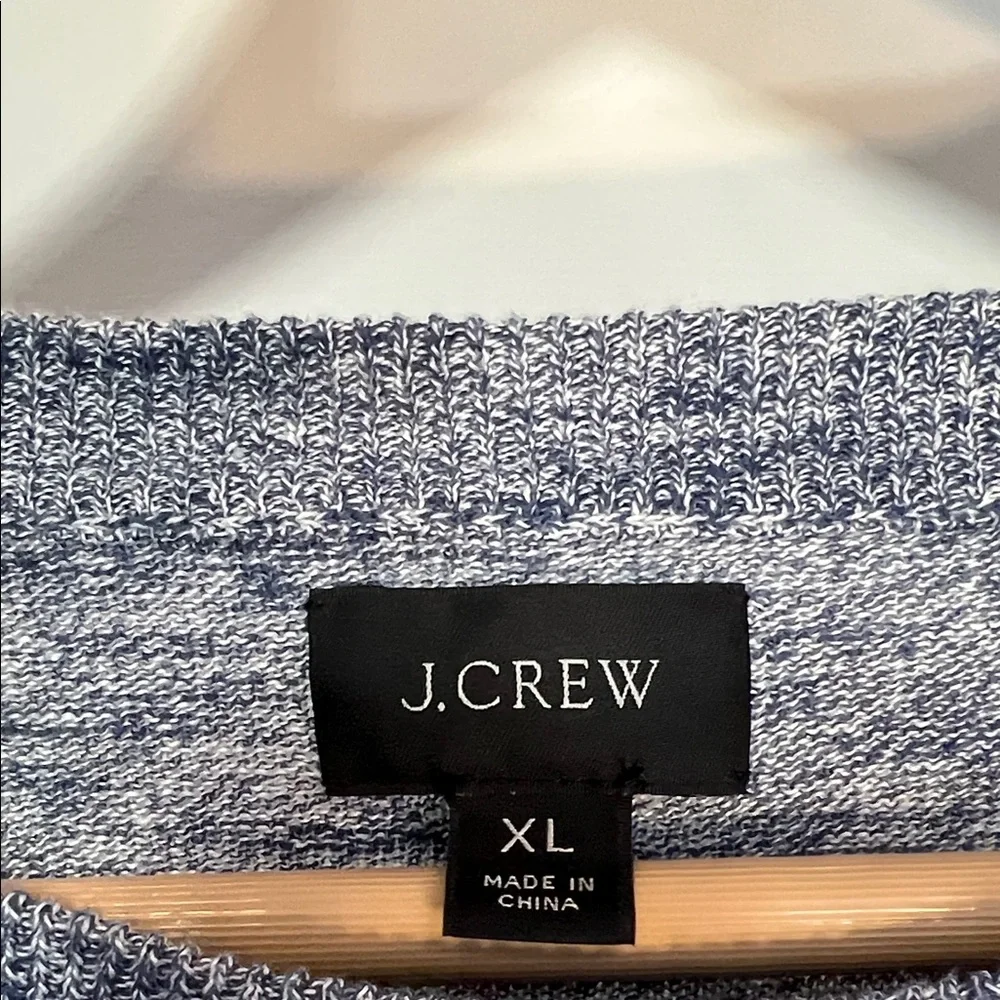 J. Crew luxury linen cotton Blue Knit Top